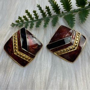 Vintage enamel gold tone earrings